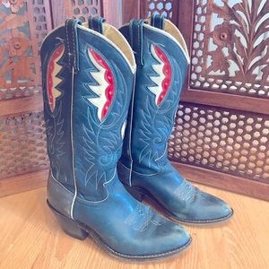 Vintage Acme Blue, Red and White Boots